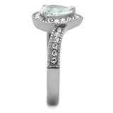 High polished (no plating) Stainless Steel Ring with AAA Grade CZ  in Clear