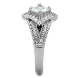 High polished (no plating) Stainless Steel Ring with AAA Grade CZ  in Clear