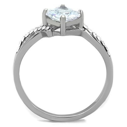 High polished (no plating) Stainless Steel Ring with AAA Grade CZ  in Clear