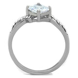 High polished (no plating) Stainless Steel Ring with AAA Grade CZ  in Clear
