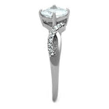High polished (no plating) Stainless Steel Ring with AAA Grade CZ  in Clear