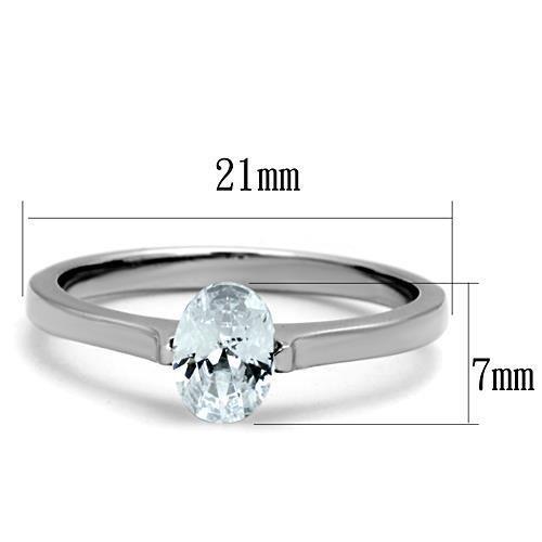 High polished (no plating) Stainless Steel Ring with AAA Grade CZ  in Clear
