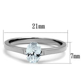 High polished (no plating) Stainless Steel Ring with AAA Grade CZ  in Clear
