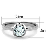 High polished (no plating) Stainless Steel Ring with AAA Grade CZ  in Clear