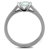 High polished (no plating) Stainless Steel Ring with AAA Grade CZ  in Clear