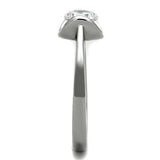 High polished (no plating) Stainless Steel Ring with AAA Grade CZ  in Clear