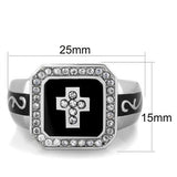 High polished (no plating) Stainless Steel Ring with AAA Grade CZ  in Clear