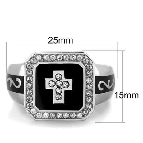 High polished (no plating) Stainless Steel Ring with AAA Grade CZ  in Clear