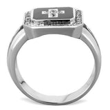 High polished (no plating) Stainless Steel Ring with AAA Grade CZ  in Clear