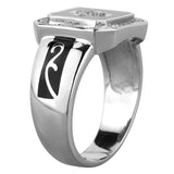 High polished (no plating) Stainless Steel Ring with AAA Grade CZ  in Clear