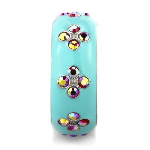 High polished (no plating) Stainless Steel Ring with Top Grade Crystal  in Light Rose