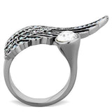 High polished (no plating) Stainless Steel Ring with Top Grade Crystal  in Clear