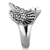 High polished (no plating) Stainless Steel Ring with Top Grade Crystal  in Clear