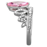 High polished (no plating) Stainless Steel Ring with AAA Grade CZ  in Rose