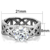 High polished (no plating) Stainless Steel Ring with AAA Grade CZ  in Clear