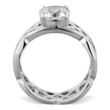High polished (no plating) Stainless Steel Ring with AAA Grade CZ  in Clear
