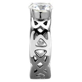 High polished (no plating) Stainless Steel Ring with AAA Grade CZ  in Clear