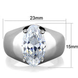 High polished (no plating) Stainless Steel Ring with AAA Grade CZ  in Clear