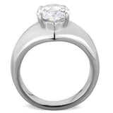 High polished (no plating) Stainless Steel Ring with AAA Grade CZ  in Clear