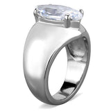 High polished (no plating) Stainless Steel Ring with AAA Grade CZ  in Clear