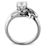 High polished (no plating) Stainless Steel Ring with AAA Grade CZ  in Clear
