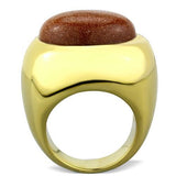 IP Gold(Ion Plating) Stainless Steel Ring with Synthetic Twinkling in Topaz