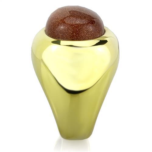 IP Gold(Ion Plating) Stainless Steel Ring with Synthetic Twinkling in Topaz