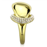 IP Gold(Ion Plating) Stainless Steel Ring with Top Grade Crystal  in Clear