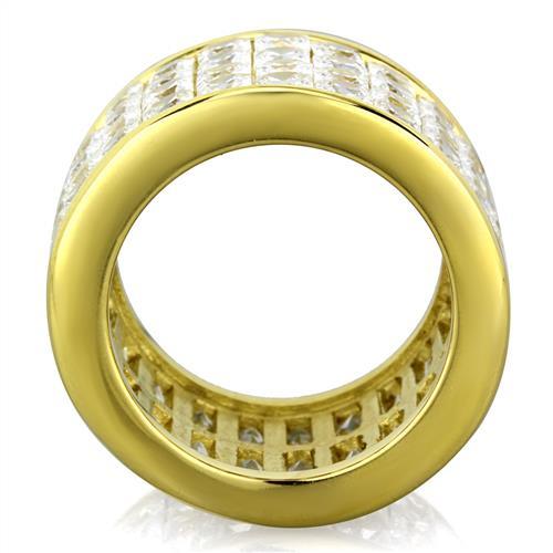 IP Gold(Ion Plating) Stainless Steel Ring with AAA Grade CZ  in Clear