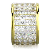 IP Gold(Ion Plating) Stainless Steel Ring with AAA Grade CZ  in Clear