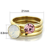 IP Gold(Ion Plating) Stainless Steel Ring with Top Grade Crystal  in White