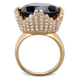IP Rose Gold(Ion Plating) Stainless Steel Ring with AAA Grade CZ  in Amethyst