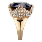 IP Rose Gold(Ion Plating) Stainless Steel Ring with AAA Grade CZ  in Amethyst
