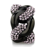 IP Black(Ion Plating) Stainless Steel Ring with Top Grade Crystal  in Light Amethyst