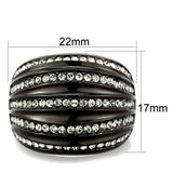 IP Black(Ion Plating) Stainless Steel Ring with Top Grade Crystal  in Black Diamond