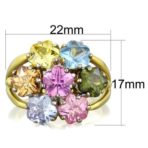 Two-Tone IP Gold (Ion Plating) Stainless Steel Ring with Assorted  in Multi Color