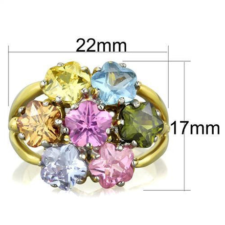 Two-Tone IP Gold (Ion Plating) Stainless Steel Ring with Assorted  in Multi Color
