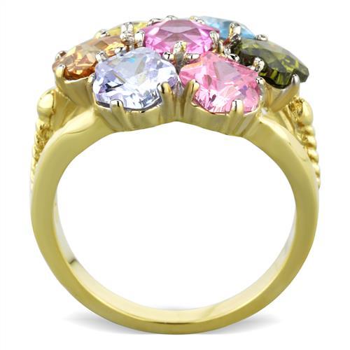 Two-Tone IP Gold (Ion Plating) Stainless Steel Ring with Assorted  in Multi Color