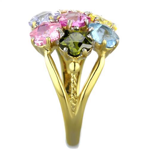 Two-Tone IP Gold (Ion Plating) Stainless Steel Ring with Assorted  in Multi Color
