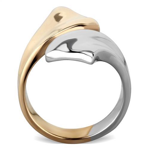 Two-Tone IP Rose Gold Stainless Steel Ring with No Stone