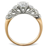 Two-Tone IP Rose Gold Stainless Steel Ring with AAA Grade CZ  in Clear