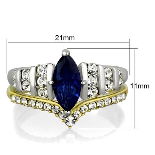 Two-Tone IP Gold (Ion Plating) Stainless Steel Ring with Synthetic Synthetic Glass in Montana