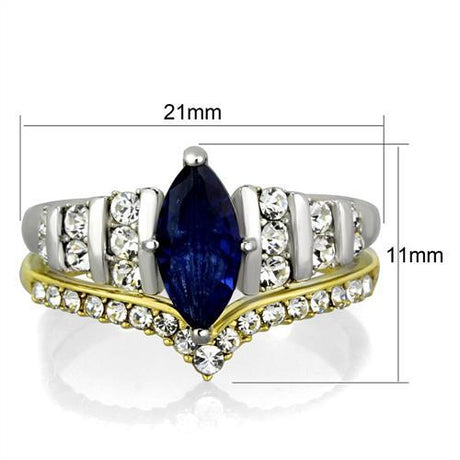 Two-Tone IP Gold (Ion Plating) Stainless Steel Ring with Synthetic Synthetic Glass in Montana