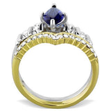 Two-Tone IP Gold (Ion Plating) Stainless Steel Ring with Synthetic Synthetic Glass in Montana