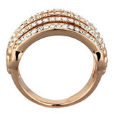 IP Rose Gold(Ion Plating) Stainless Steel Ring with Top Grade Crystal  in Clear