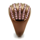 IP Coffee light Stainless Steel Ring with Top Grade Crystal  in Light Rose