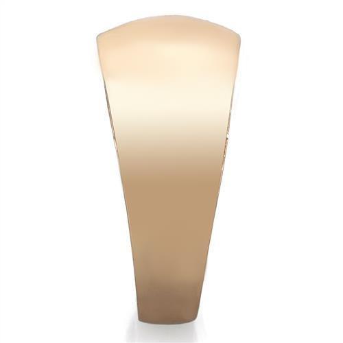 IP Rose Gold(Ion Plating) Stainless Steel Ring with Top Grade Crystal  in Clear