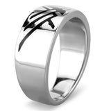 High polished (no plating) Stainless Steel Ring with Epoxy  in Jet