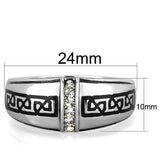 High polished (no plating) Stainless Steel Ring with Top Grade Crystal  in Clear