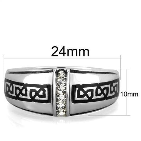 High polished (no plating) Stainless Steel Ring with Top Grade Crystal  in Clear